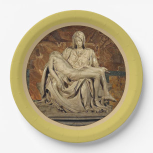 The Virgin Mary and Christ Pietà  by Michelangelo Paper Plate
