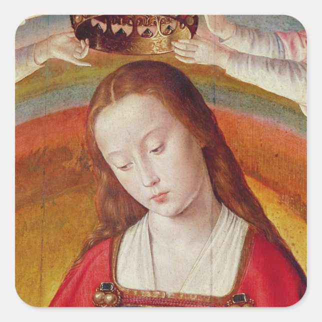 The Virgin Mary with her Crown Square Sticker (Front)
