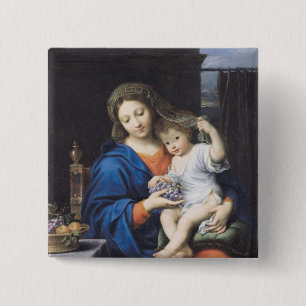 The Virgin of the Grapes, 1640-50 2 Inch Square Button