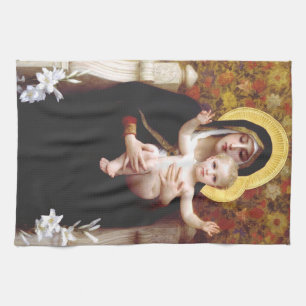 The Virgin of the Lilies Kitchen Towel