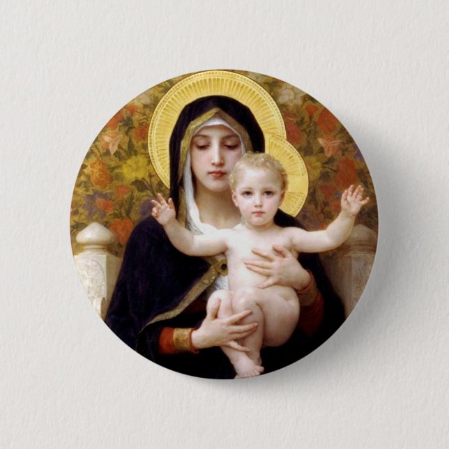 The Virgin of the Lillies 2 Inch Round Button (Front)