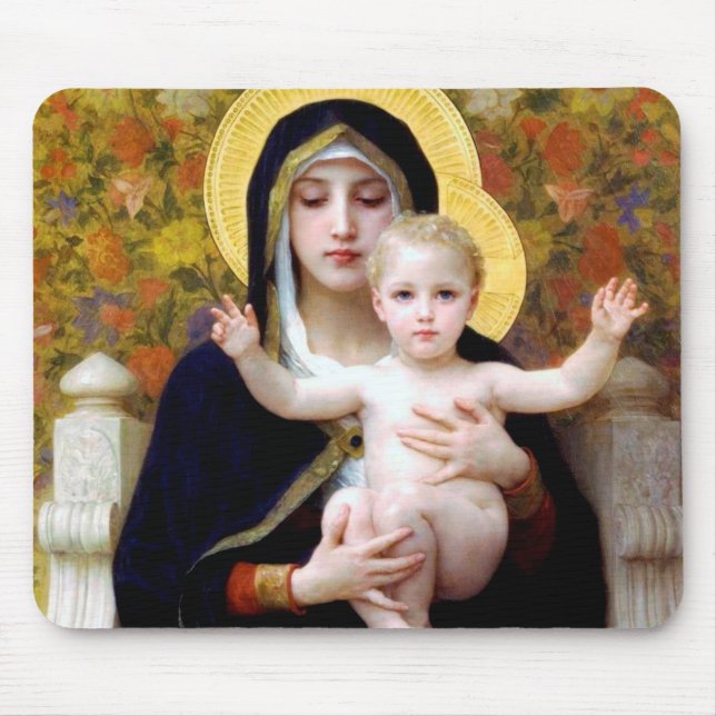 The Virgin of the Lily, Bouguereau Mouse Pad (Front)