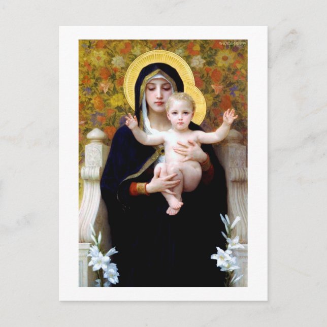 The Virgin of the Lily, Bouguereau Postcard (Front)