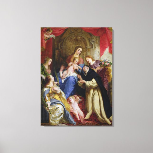 The Virgin Offering the Rosary Canvas Print (Front)