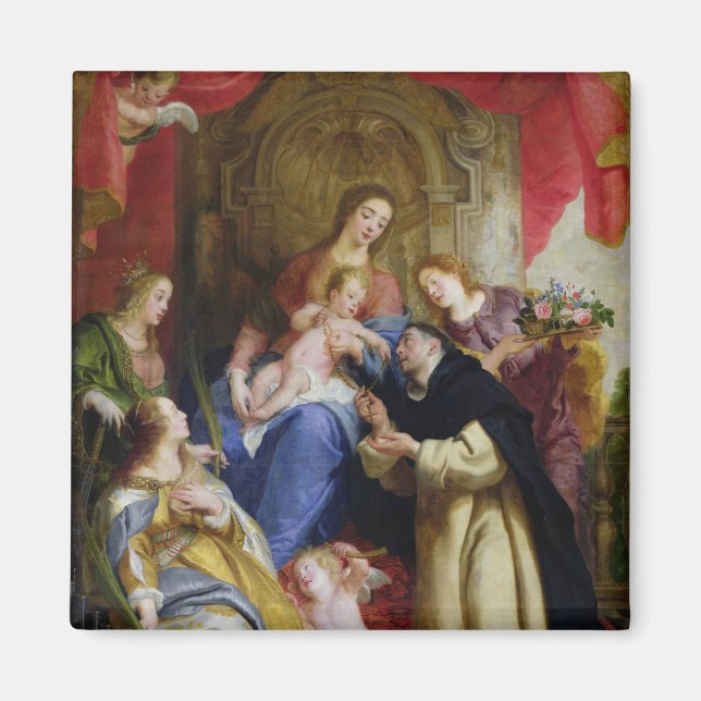 The Virgin Offering the Rosary Magnet (Front)