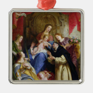 The Virgin Offering the Rosary Metal Ornament
