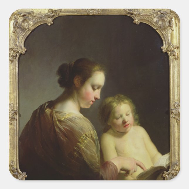 The Virgin Teaching the Infant Christ to Read Square Sticker (Front)