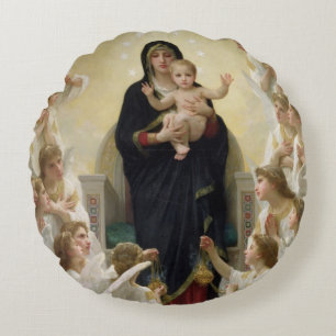 The Virgin with Angels, 1900 2 Round Pillow
