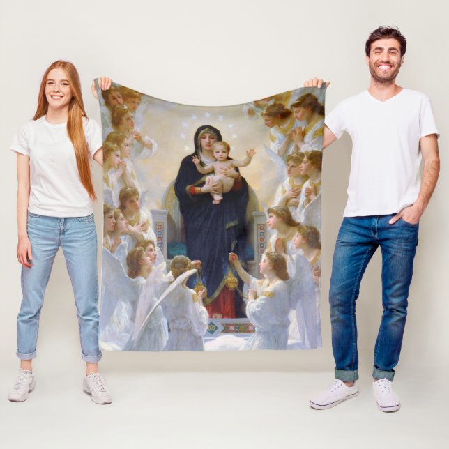 The Virgin with Angels, Bouguereau Fleece Blanket (In Situ)