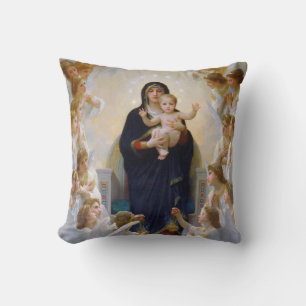 The Virgin with Angels, Bouguereau Throw Pillow