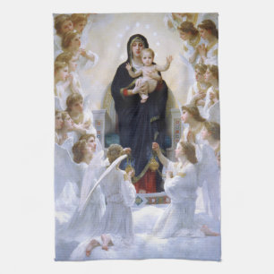 The Virgin with Angels by William Bouguereau Kitchen Towel