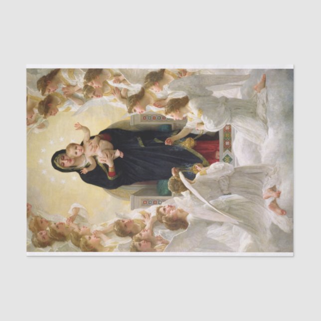 The Virgin With Angels -William-Adolphe Bouguereau Tissue Paper (Front)