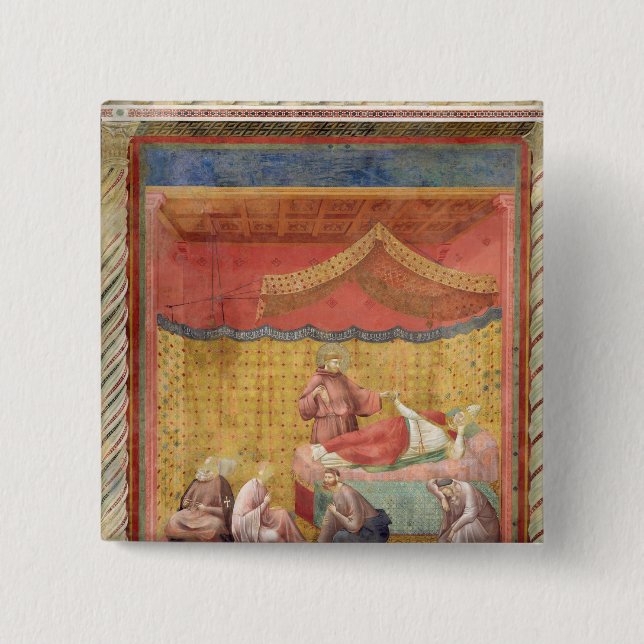 The Vision of Pope Gregory IX  1297-99 2 Inch Square Button (Front)