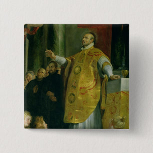 The Vision of St. Ignatius of Loyola 2 Inch Square Button