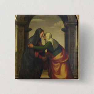 The Visitation of St. Elizabeth to the Virgin Mary 2 Inch Square Button