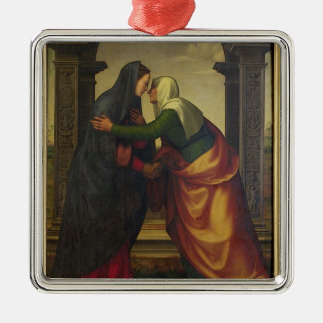 The Visitation of St. Elizabeth to the Virgin Mary Metal Ornament (Front)