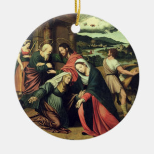The Visitation (oil on panel) 2 Ceramic Ornament