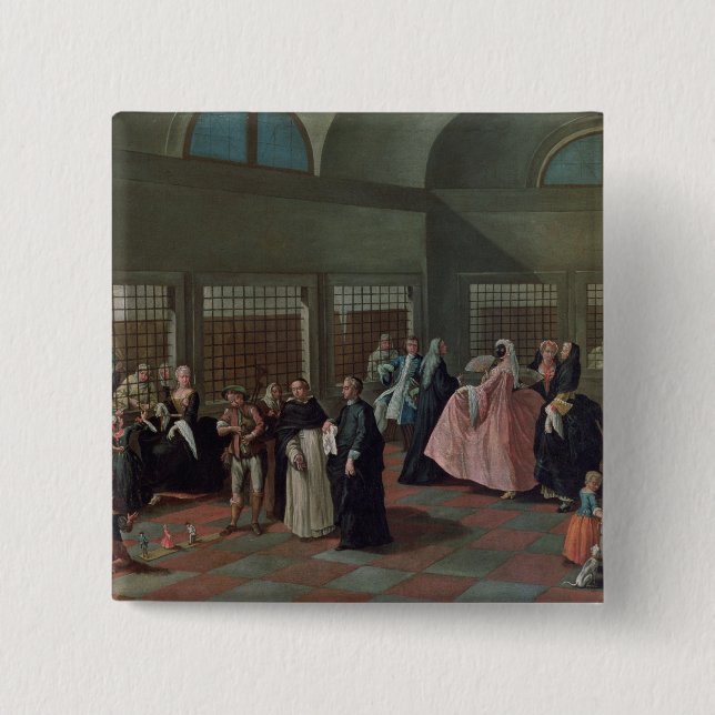 The Visiting Parlour in the Convent 2 Inch Square Button (Front)