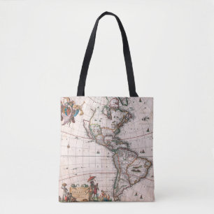 The Visscher map of the New World Tote Bag