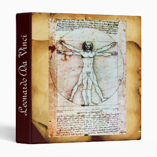 THE VITRUVIAN MAN , Antique Brown Parchment Binder