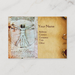 THE VITRUVIAN MAN , Antique Brown Parchment Business Card