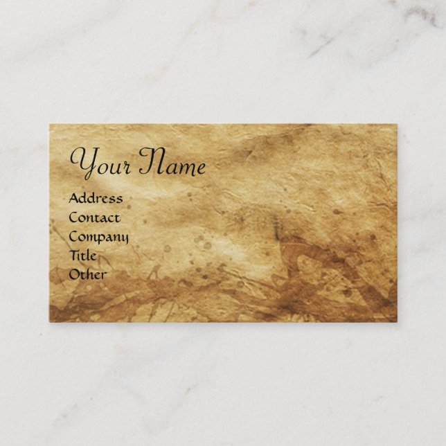 THE VITRUVIAN MAN , Antique Brown Parchment Business Card (Front)