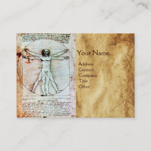 THE VITRUVIAN MAN , Antique Brown Parchment Business Card