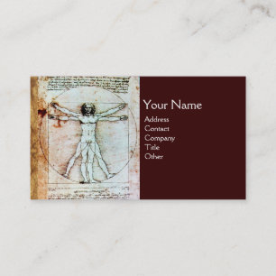 THE VITRUVIAN MAN , Antique Brown Parchment Business Card