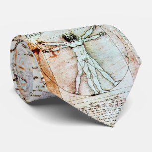 THE VITRUVIAN MAN , Antique Brown Parchment Tie