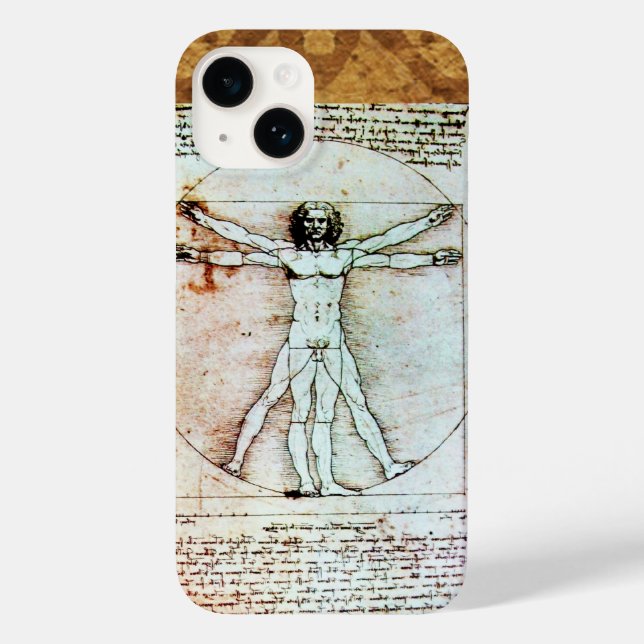 THE VITRUVIAN MAN Antique Parchment Case-Mate iPhone Case (Back)