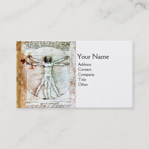 THE VITRUVIAN MAN ,Antique Parchment gold metallic Business Card
