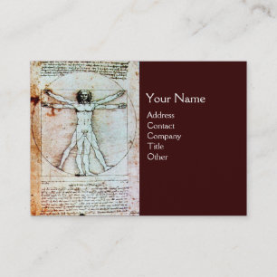 THE VITRUVIAN MAN ,Antique Parchment gold metallic Business Card