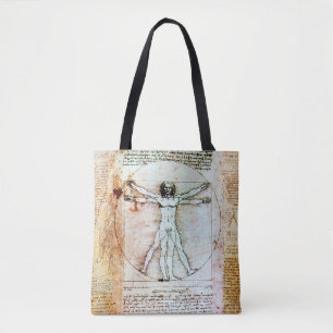 THE VITRUVIAN MAN Antique Parchment Tote Bag