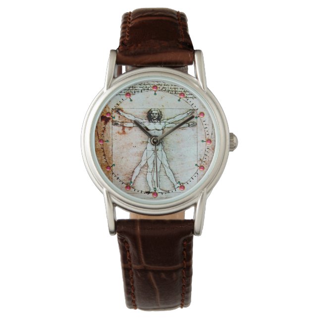 THE VITRUVIAN MAN Antique Parchment Watch (Front)