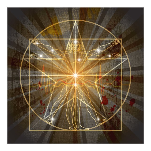 The Vitruvian Man In Pentagram Photo Print (Front)