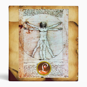 THE VITRUVIAN MAN Monogram ,Parchment Gem stone Binder