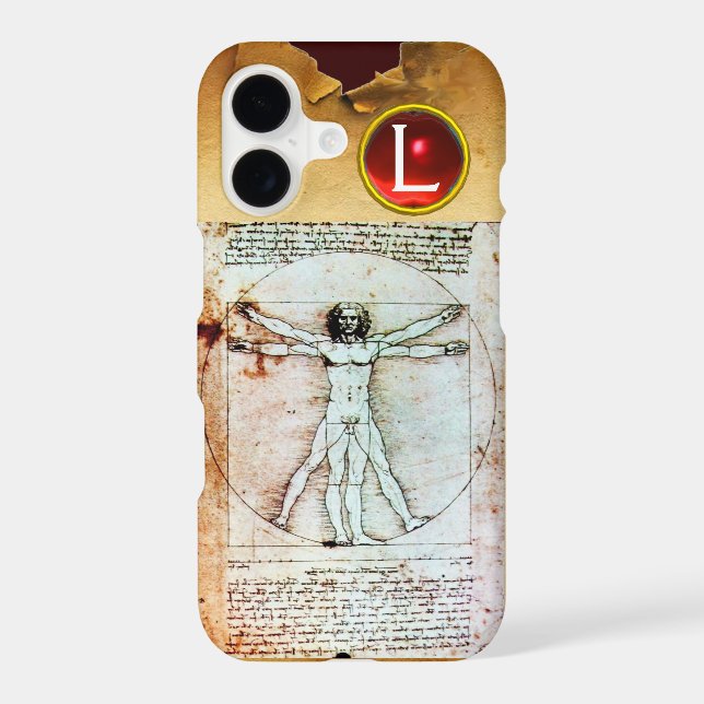 THE VITRUVIAN MAN  Parchment Red Ruby Monogram (Back)