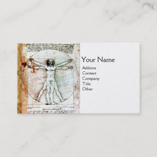 THE VITRUVIAN MAN ,silver platinum metallic Business Card
