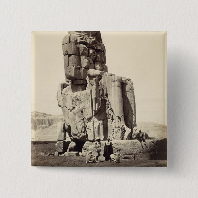 The 'Vocal Memnon', Colossal Statue of Amenhotep I 2 Inch Square Button (Front)