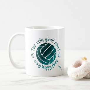 The volleyball court is my happy place dark teal coffee mug