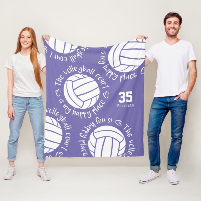 The volleyball court is my happy place typography fleece blanket (In Situ)