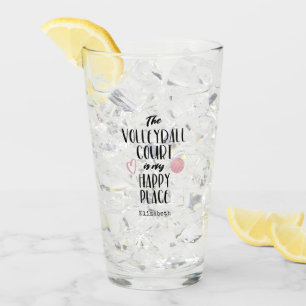 The volleyball court is my happy place typography glass