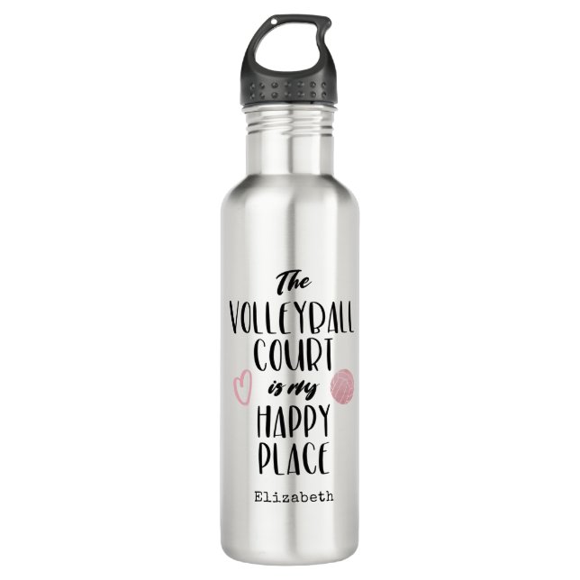 The volleyball court my happy place personalized 710 ml water bottle (Front)