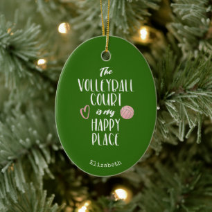 The volleyball court my happy place personalized ceramic ornament