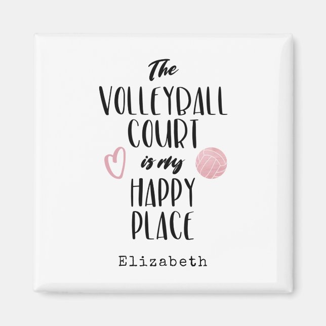The volleyball court my happy place personalized magnet (Front)