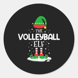 The Volleyball Elf Christmas Family Matching Outfi Classic Round Sticker