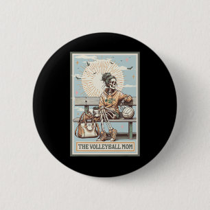 The Volleyll Mom Skeleton Tarot Card Game Day Moth 2 Inch Round Button
