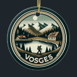 The Vosges France Badge Ceramic Ornament<br><div class="desc">The Vosges in a vector art style. The Vosges are a range of medium mountains in Eastern France,  near its border with Germany.</div>