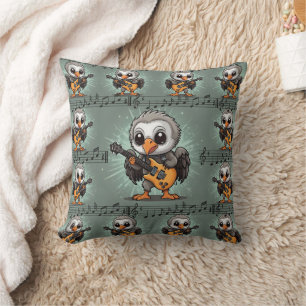 The Vulture Musician Print Throw Pillow