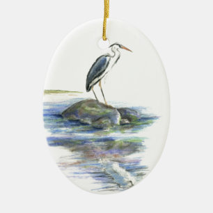The Wait - Great Blue Heron Ceramic Ornament